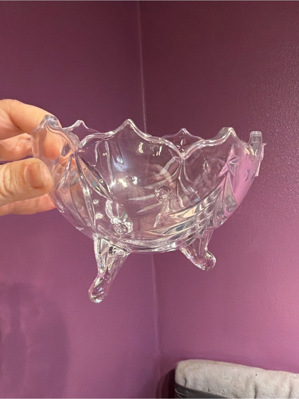 Clear Glass Decorative Bowl - Elegant Footed Centerpiece